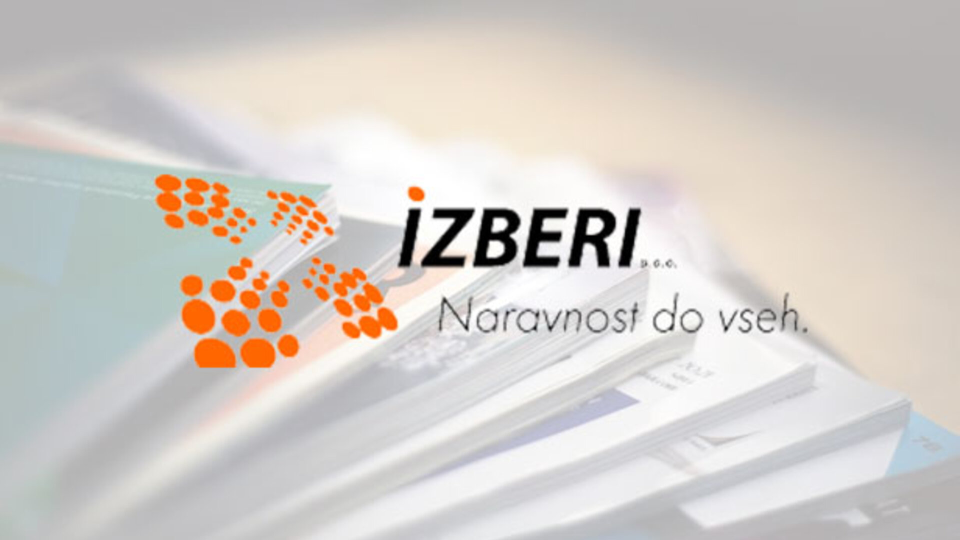 Izberi logo in a book stack background