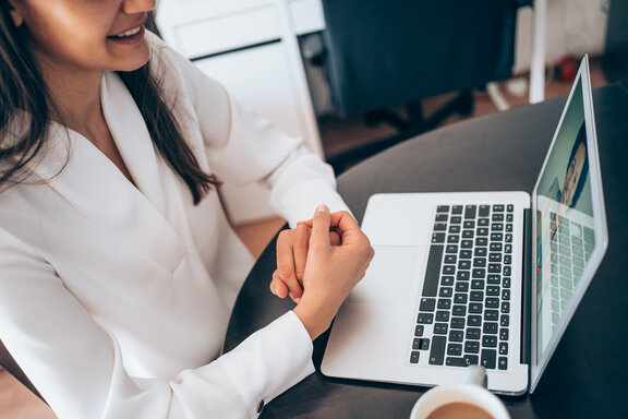 Businesswoman talking in video conference