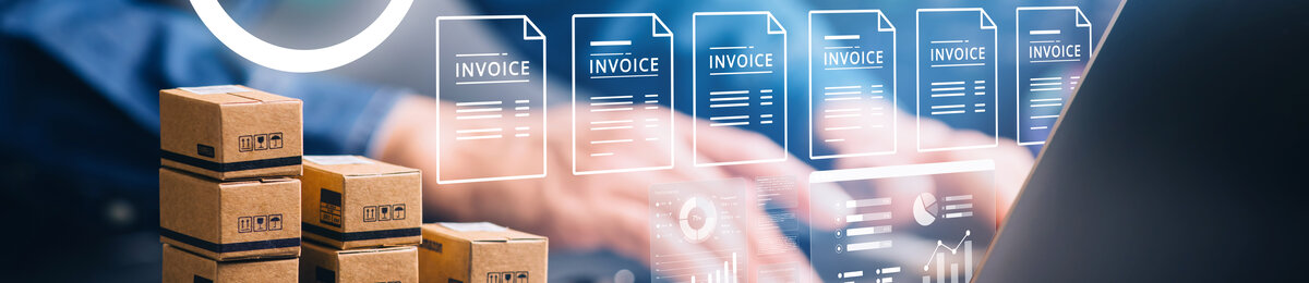 Digitaler Rechnungsstellungsprozess mit mehreren Symbolen visualisiert